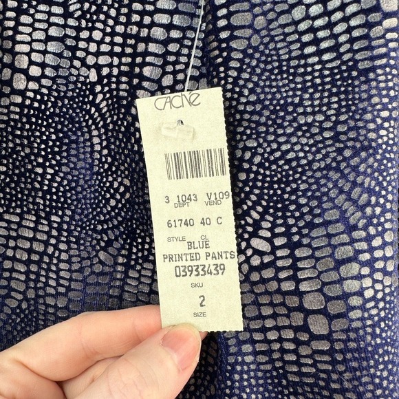 Vintage Cache Pants Womens 2 Blue Ombre Snakeskin Texture Stretch NWT Zip Back - Picture 7 of 10
